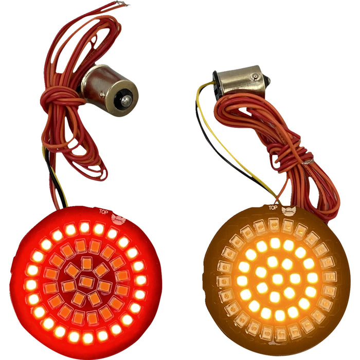 CUSTOM DYNAMICS 2020-1890 GEN-4-AR2-1156 Dynamic Clusters2™ LED Turn Signal Inserts - Bullet Rear Turn Signal 1156 - Amber Lens