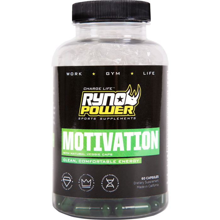 RYNO POWER 5101-0008 MOT882 Motivation Pre-Workout Focus Energy Supplement Motivation Capsules - 60 ct. Bottle