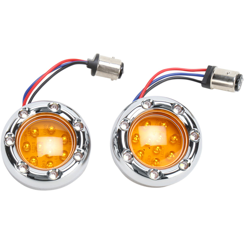 ARLEN NESS 2040-0850 12-757 LED "Fire Ring" Kit for Factory "Deuce Style" Turn Signal Housing - LED Light Kit for Factory Turn Signal Housing - Amber/White - Chrome