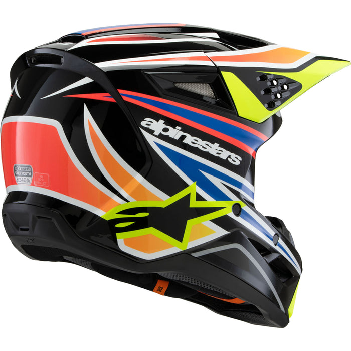 ALPINESTARS Youth SM3 Wurx Helmet - Gloss Black/Yellow Fluo/Blue/Red