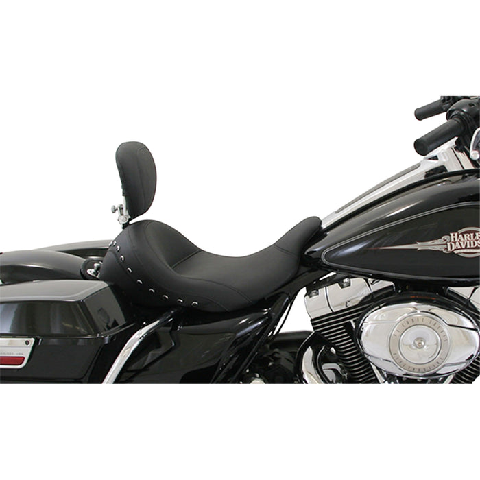 MUSTANG 0801-0958 79912 Lowdown™ Solo Seat — Includes Backrest - Lowdown Vintage Seat with Driver Backrest - Black Studded