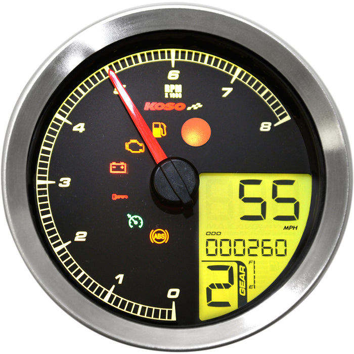 KOSO NORTH AMERICA 2211-0171 BA051221 HD-04 Speedometer/Tachometer Multi-Function Speedometer/Tachometer - HD-04 - Chrome