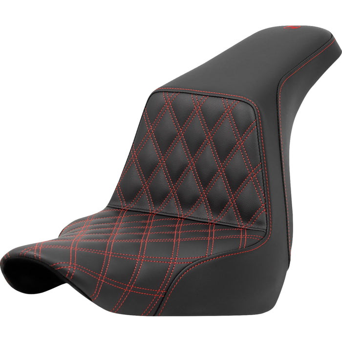 SADDLEMEN 0802-1573 A818-29-172RED Lattice Stitch Step-Up Seat - Front Lattice Stitch - Red Stitch - FXLR/FLSB '18-'21