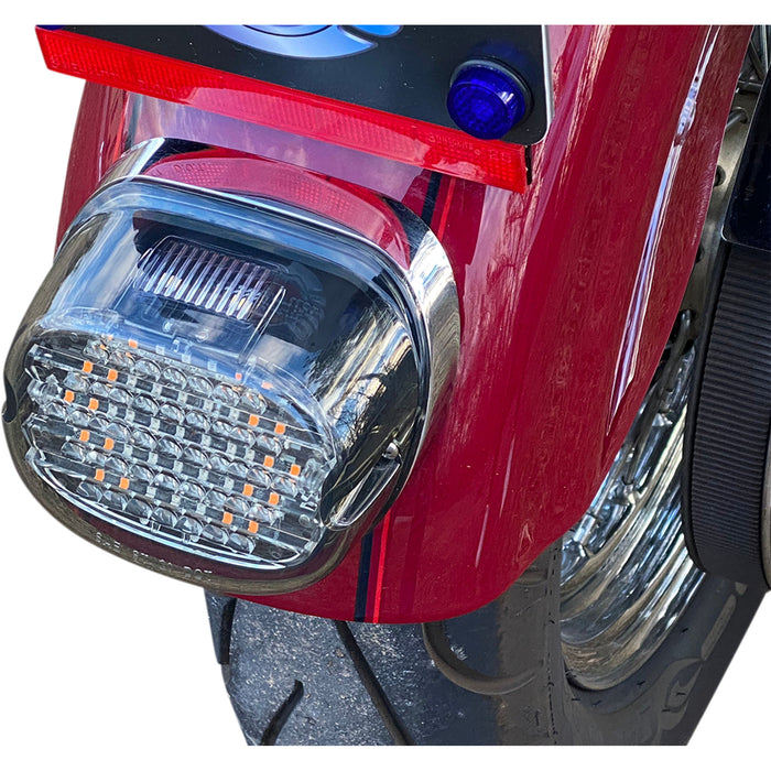 CUSTOM DYNAMICS 2010-1445 CD-INT-TL-W-S Low Profile LED Taillight with Integrated Auxiliary Turn Signals - Taillight w/ Integrated Turn Signal - Top Window - Smoked Lens