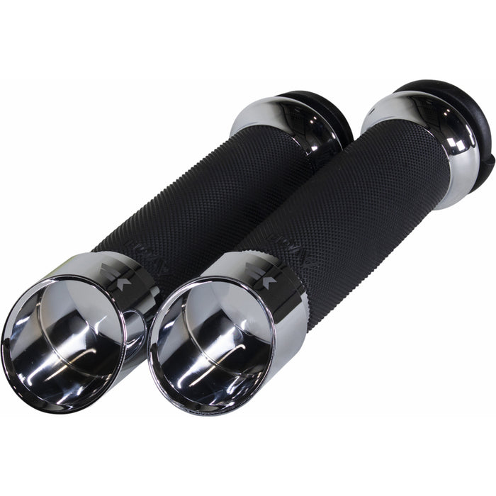 KHROME WERKS 0630-2837 500160 Edge Grips - Custom Contour - TBW - Chrome