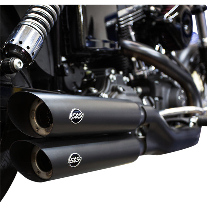 S&S CYCLE 1801-1274 550-0724 Slash Cut Slip-On Mufflers - Black