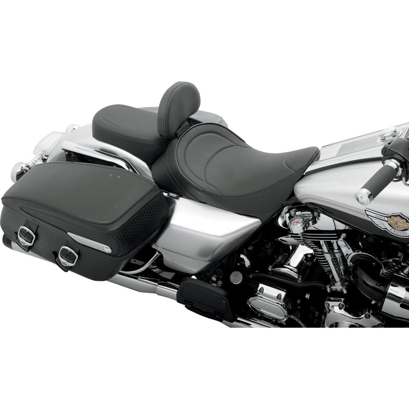 Drag Specialties Backrest Compatible Solo Seat — Mild Stitched Solo Seat Mild Stitched Driver Backrest FLH - 0801-0493 For Harley Touring 1997-2007