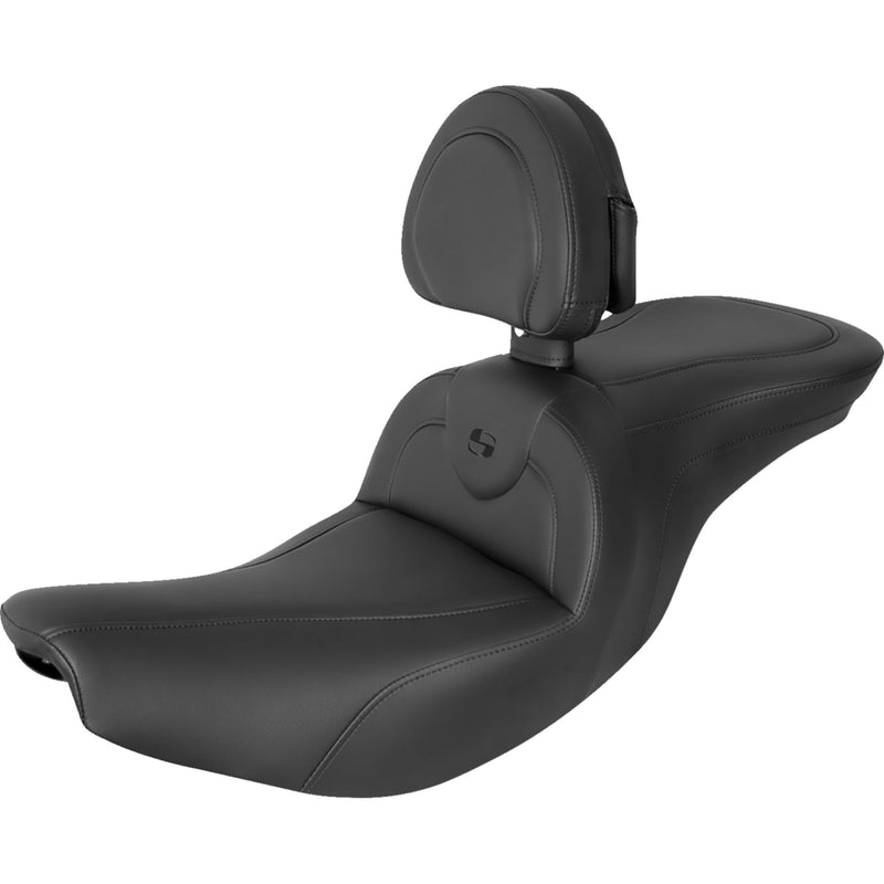 Saddlemen RoadSofa™ Seat With Backrest Black Stitching - I14-07-187BR For Indian 2014-2025