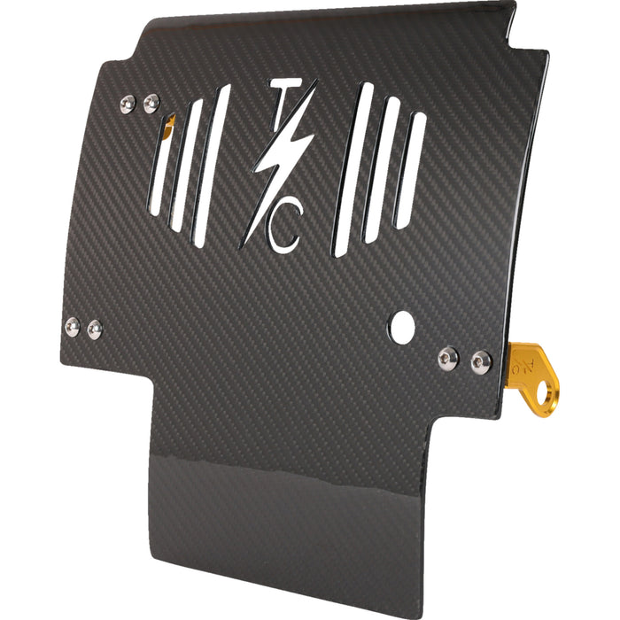 THRASHIN SUPPLY CO. 0506-2531 TSC-3034-5 Carbon Fiber Skid Plate Skid Plate - Carbon Fiber/Gloss - With Gold Brackets - FLHX/FLTRX