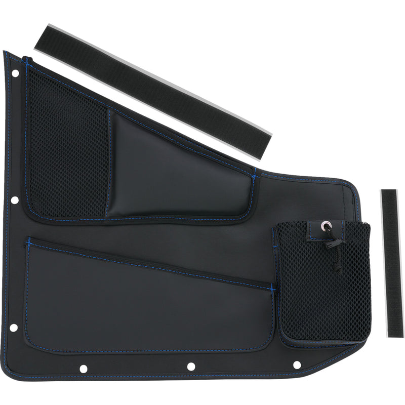 SHOW CHROME 3550-0407 H44-7DBLU Console Organizer Kaliber Organizer - Driver - Black w/ Blue Stitching