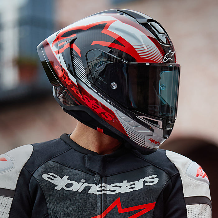 ALPINESTARS Supertech R10 Team Helmet - Black/Carbon Red/Gloss White