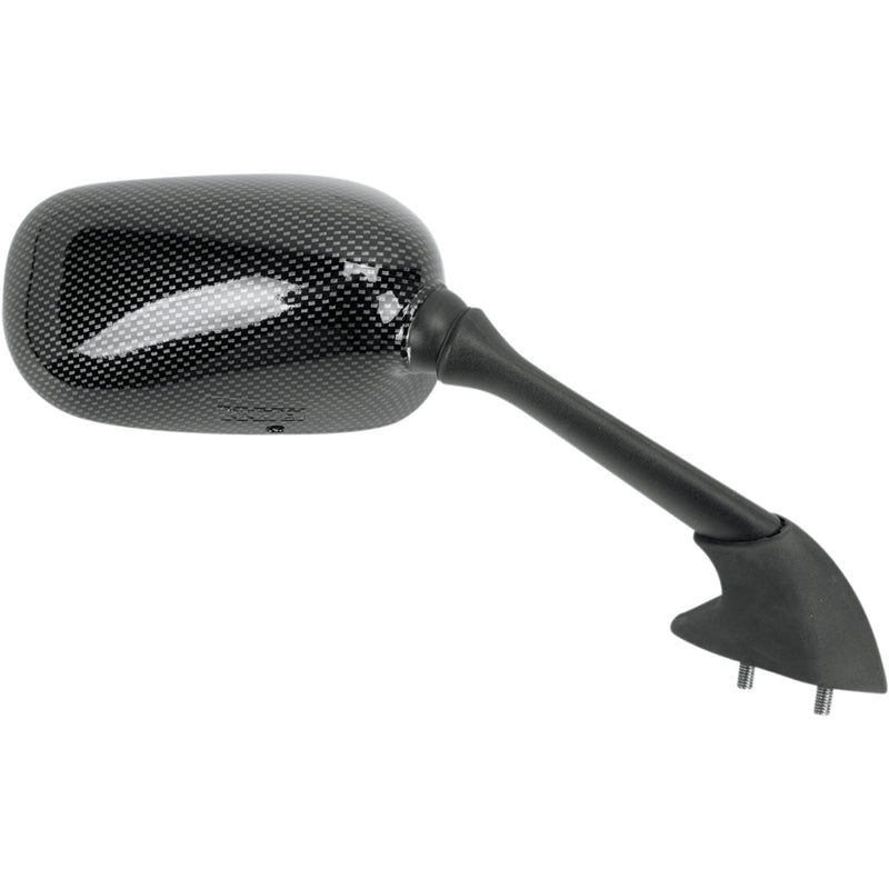 EMGO 0640-0181 20-80543 Carbon Fiber Mirror Mirror - Side View - Black/Carbon Fiber - Rectangle - Right - Yamaha