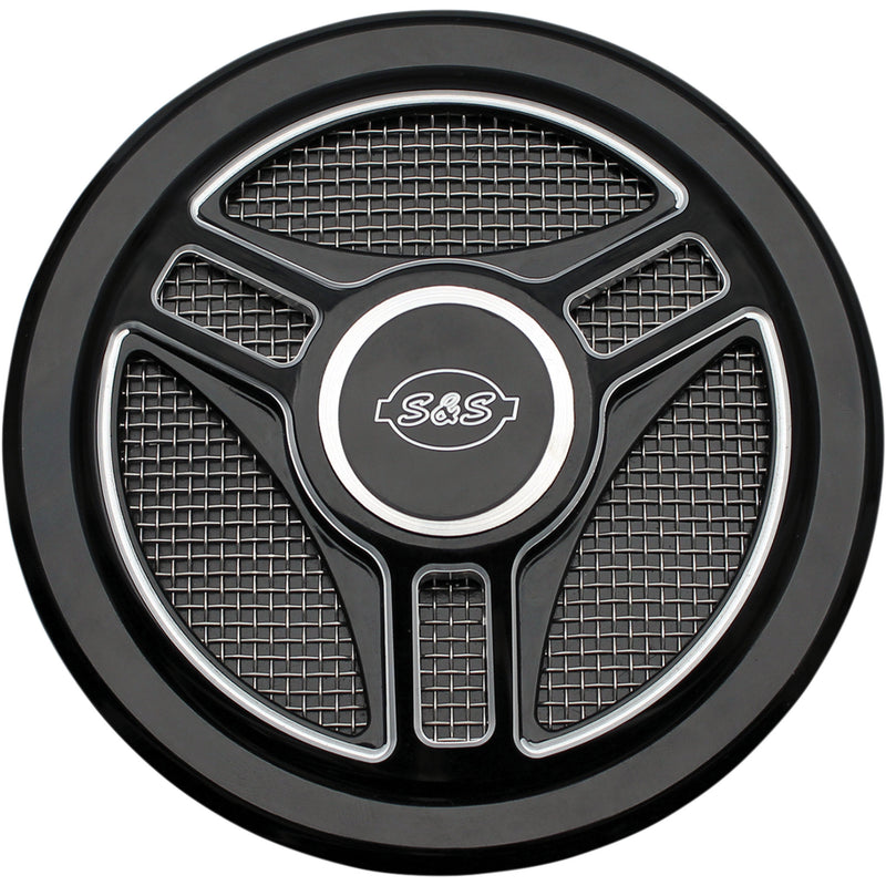 S&S CYCLE 1014-0171 170-0210 Stealth Air Cleaner Cover - Triple-Spoke - Black