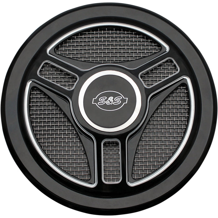 S&S CYCLE 1014-0171 170-0210 Stealth Air Cleaner Cover - Triple-Spoke - Black