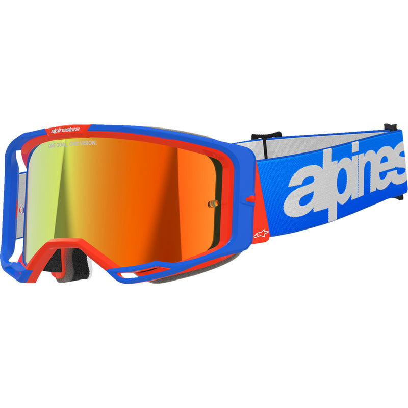 ALPINESTARS GOGGLES 2601-3774 5101325-7303 Vision 8 Wordmark Goggle Vision 8 Goggle - Wordmark - Blue/Orange - Red Mirror