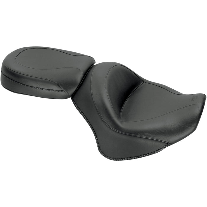 MUSTANG 0810-1046 76661 Vintage Wide Touring Seat Seat - Vintage - Wide - Touring - Without Driver Backrest - Two-Piece - Smooth - Black - Stryker