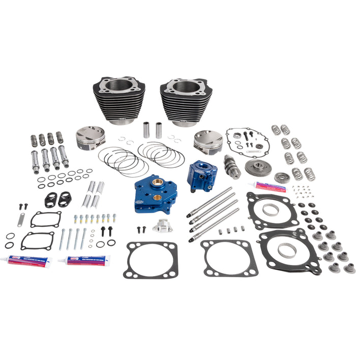 S&S CYCLE 0904-0222 310-1390A 132" Power Package Performance Kit Power Package - Oil Cooled - 496 Chain Drive - Wrinkle Black w/Highlight - M8