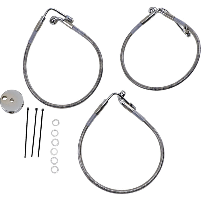 DRAG SPECIALTIES 1204-2742 Stainless Steel Brake Line Kit Brake Line - Front (Lower/Upper) - Stainless Steel