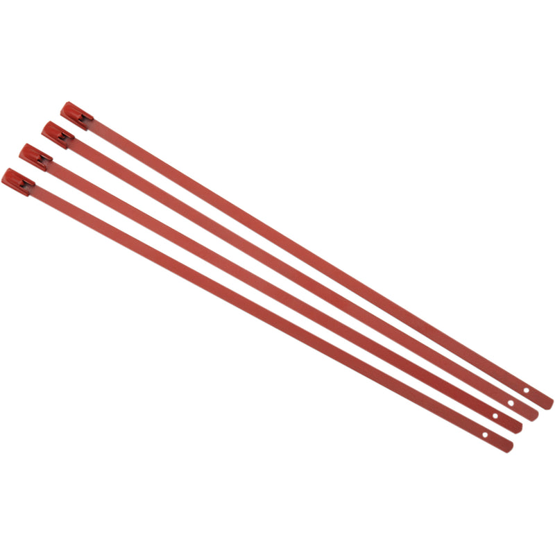 CYCLE PERFORMANCE PROD. 1861-0951 CPP/9074 Stainless Steel Tie Wrap Exhaust Wrap Clamps - Red - 4 Pack