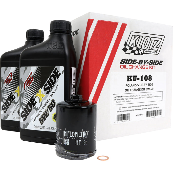 KLOTZ OIL 3601-0921 KU-108 Side-by-Side Oil Change Kit Oil Change Kit - Polaris - 5W/50