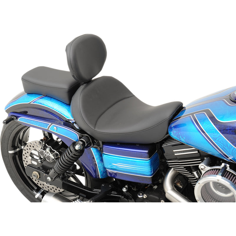 Drag Specialties Solo Seat With EZ Glide II™ Backrest Option Solo Seat Mild Stitched Driver's Backrest - 0803-0555 For Harley Motorcycles 2006-2017