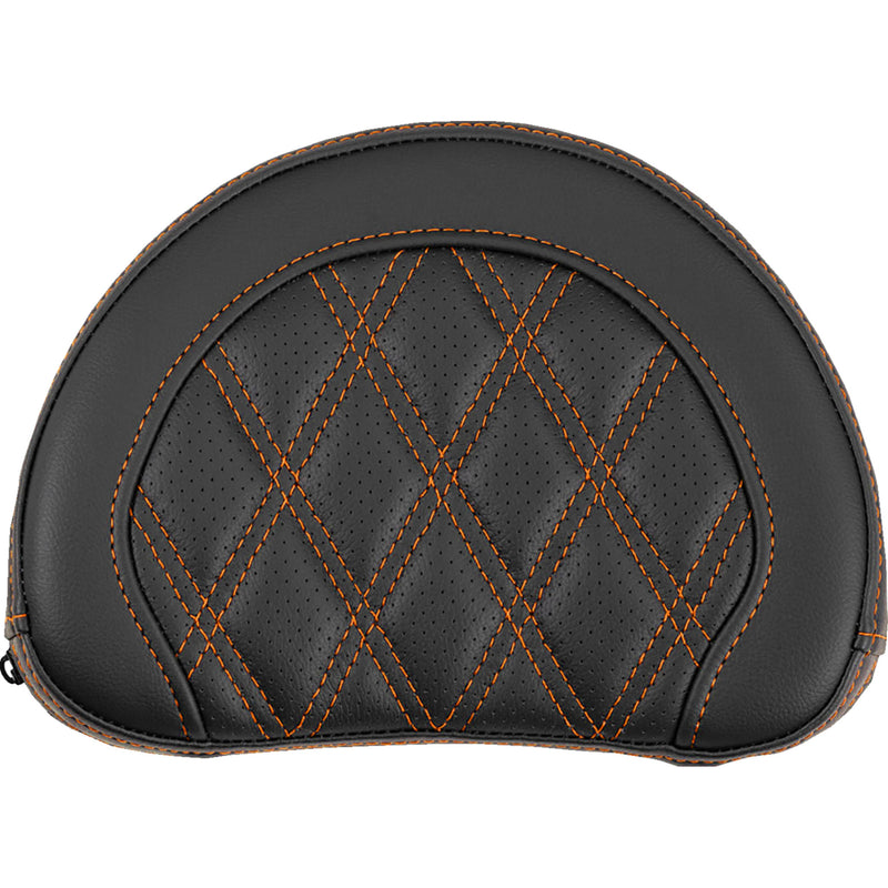 SADDLEMEN 0822-0686 051318403 Contoured Sissy Bar Pad lattice stitch - orange stitch