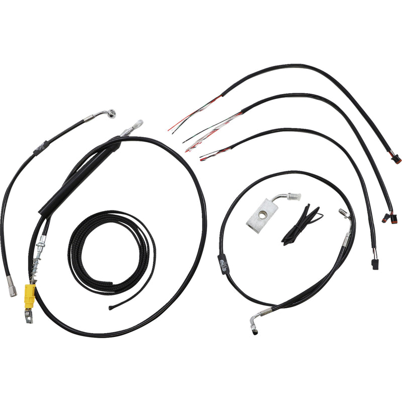 LA Choppers Complete Black Vinyl Braided Handlebar Cable Brake Line Kit 18"-20" Handlebars - LA-8155KT2-19B For Harley Softail 2018-2022