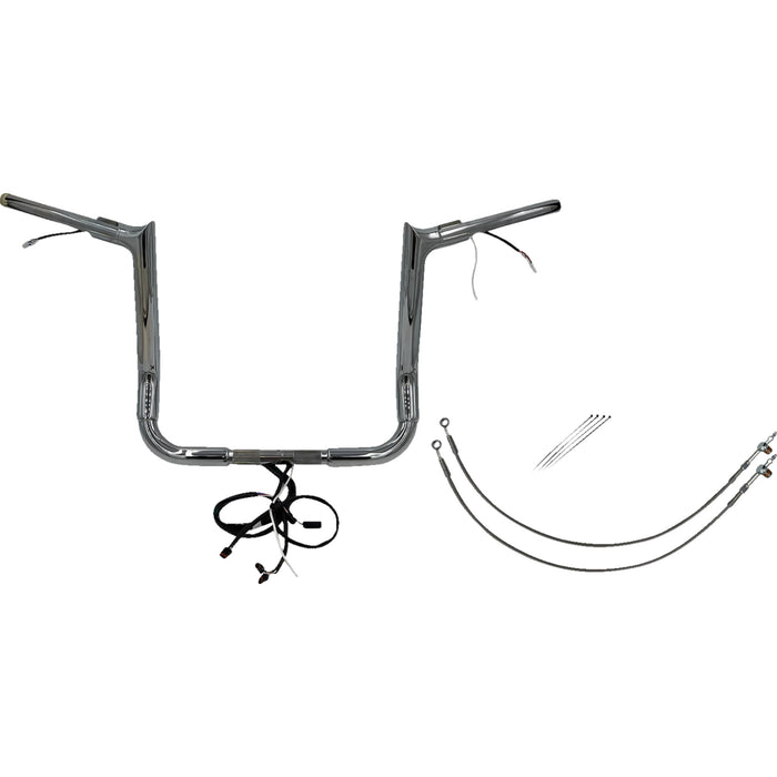 FAT BAGGERS INC. 0601-6171 801214 EZ Install Wired 1-1/2" Pointed Top Handlebar Kit - 14" - Chrome