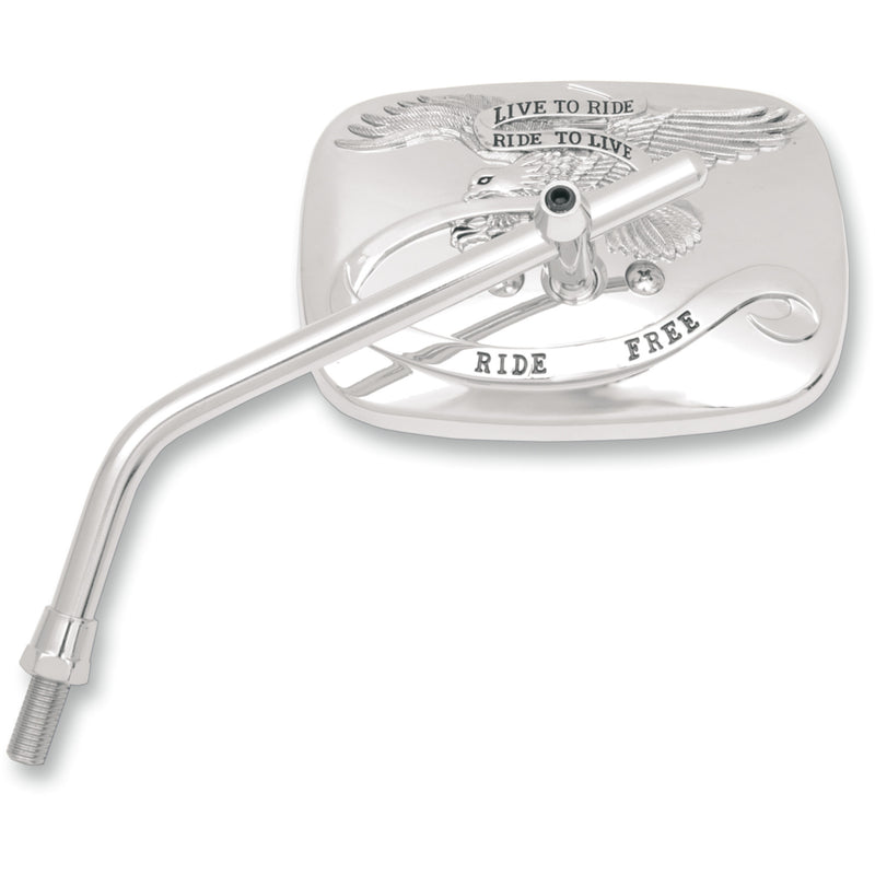 EMGO 2031755 20-31755A "Ride Free" Steel Mirror Mirror - "Ride Free" - Side View - Rectangle - M10 x 1.25 - Chrome - Left