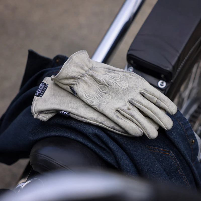 THRASHIN SUPPLY CO. Roper Leather Gloves Bone - White