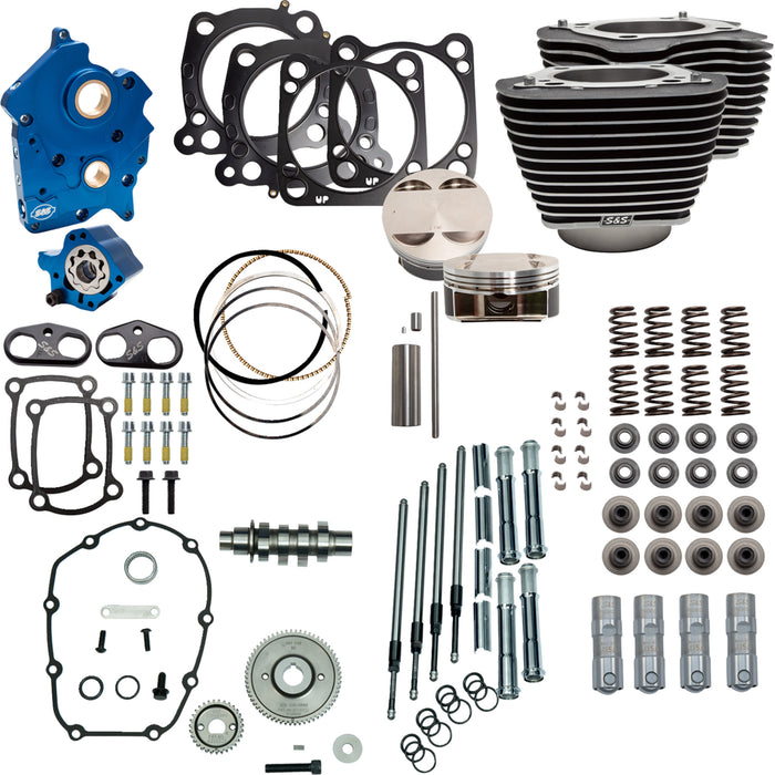 S&S CYCLE 0904-0140 310-1053C 124" Power Package Power Pack - 4.375" Stroke - Oil Cooled - Black w/o Highlights - M8