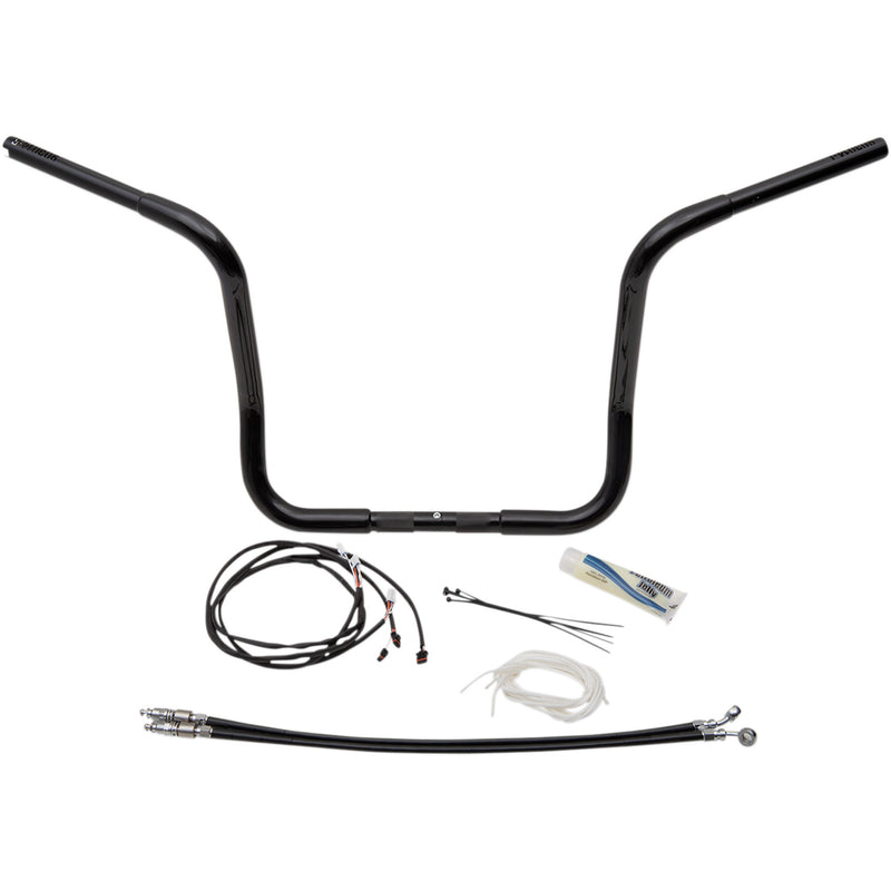 FAT Baggers INC. 1-1/4" EZ Install Round Top Handlebar Kit 14" Black - 909514-B For Harley Touring 2014-2020