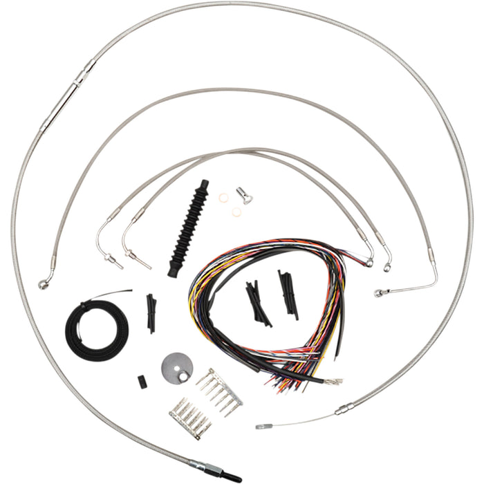 LA CHOPPERS 0662-0801 LA-8154KT2-19 Complete Stainless Braided Handlebar Cable/Brake Line Kit — Cable Kit Handlebar Cable/Brake Line Kit - Complete - 18" - 20" Handlebars - Stainless