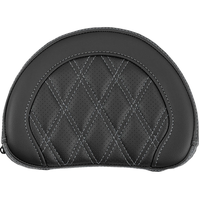 SADDLEMEN 0822-0688 051318405 Contoured Sissy Bar Pad lattice stitch - silver stitch