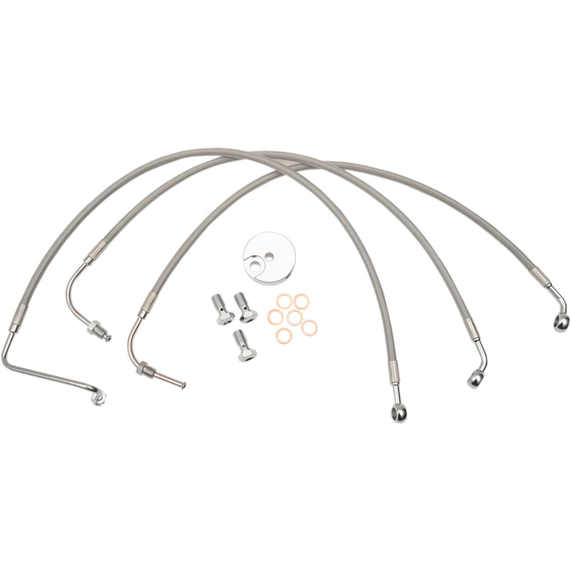 LA Choppers Stainless Steel Brake Line Kit 12" 14" Ape Hanger Handlebars - LA-8005B13 For Harley Touring 1996-2007