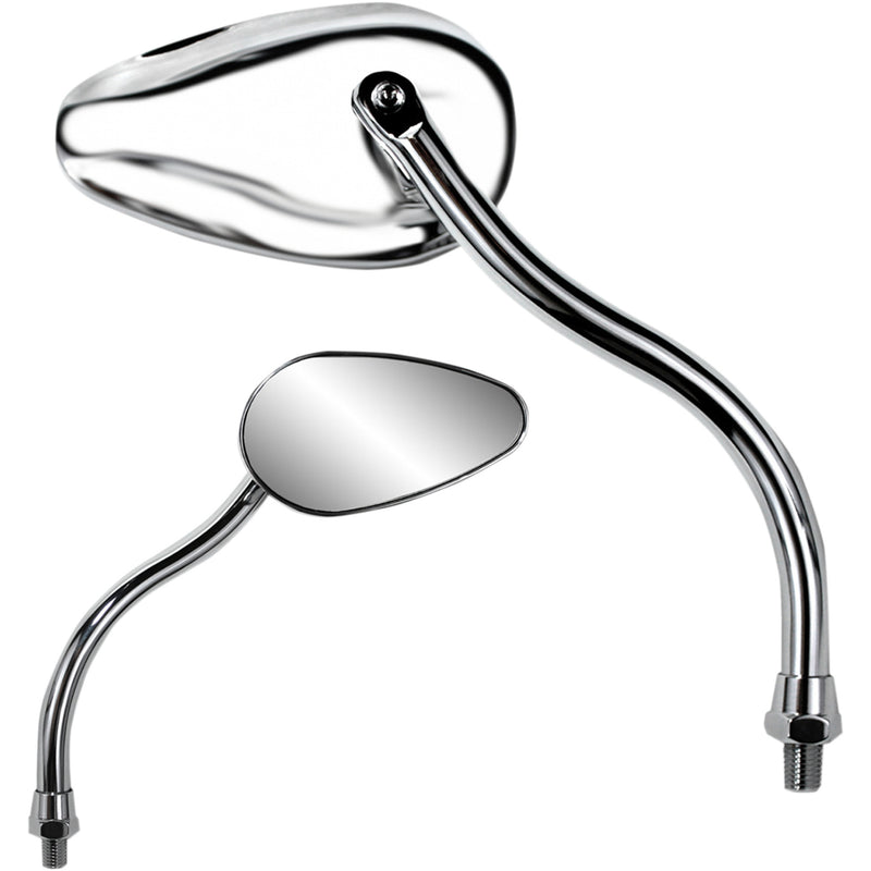 Parts Unlimited X-Treme Mini Teardrop Mirror Side View Teardrop Standard Long Chrome Each