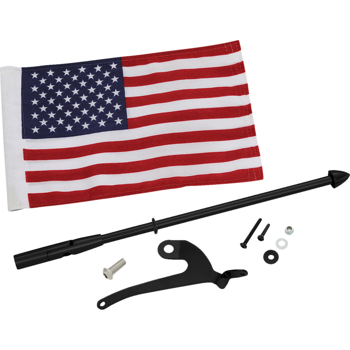 SHOW CHROME 0521-2064 41-203RBK Flag Pole For Can-Am RT with US Flag Folding Flag Pole - Right - Black - Can-Am RT/F3