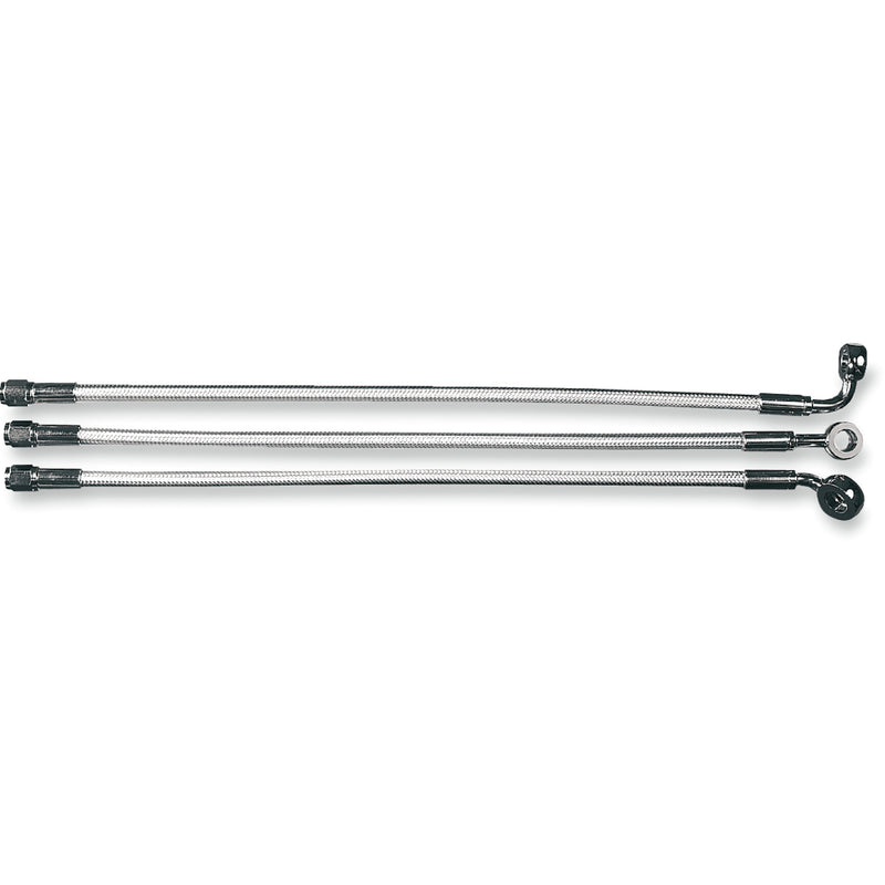 MAGNUM SHIELDING 1741-0386 37635 Alternate Length Designer Series Braided Non-ABS Front Upper Brake Line Kit - 10 mm-90° - 35" - Sterling Chromite II