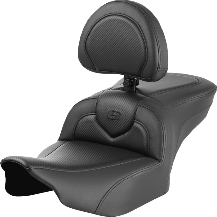 SADDLEMEN 0801-1738 823-07-185B0 Roadsofa™ Carbon Fiber with Black Stitching Seat RoadSofa™ Seat - Carbon Fiber - with Backrest - FLTR/FLHX 23-24
