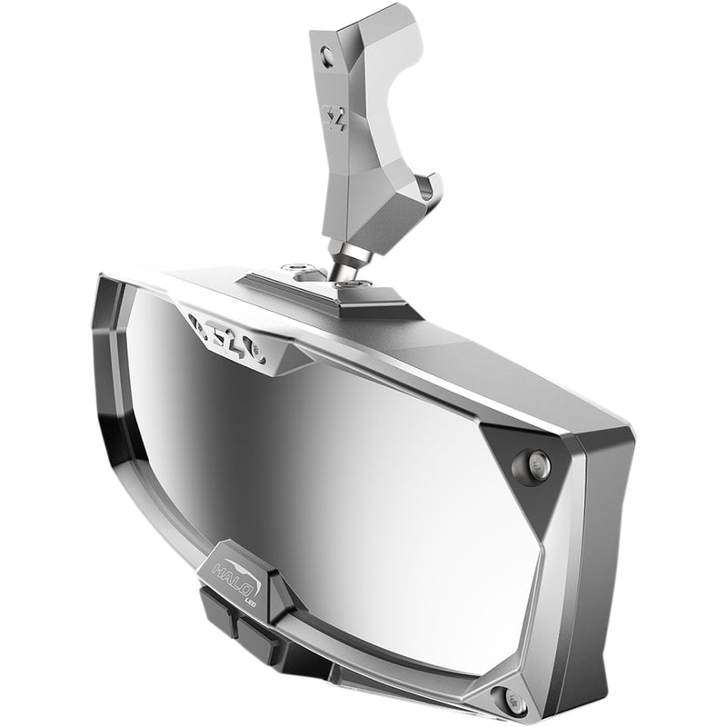 SEIZMIK 0640-1411 56-18023 Halo R Rear View Mirror with Cast Aluminum Bezel/LED Cabin Light - Can Am Defender Mirror - Halo R - Rear View w/LED Cabin Light - Rectangle - Silver w/Silver Bezel - Can Am Defender