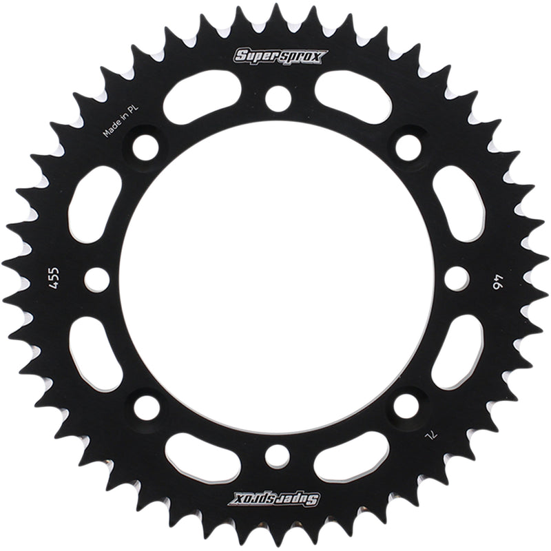Supersprox Aluminum Sprocket - RAL-455-46-BLK For Kawasaki KX 65 2000-2001 | Suzuki RM 65 2003-2005