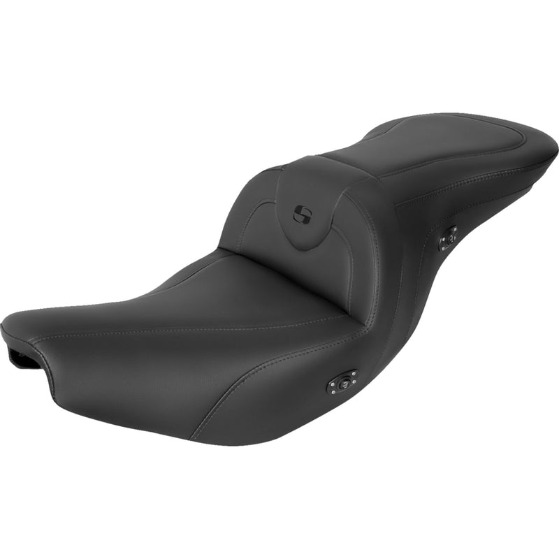 Saddlemen Heated RoadSofa™ Seat Without Backrest Black With Black Stitching Heated - I14-07-187HCT For Indian 2014-2025