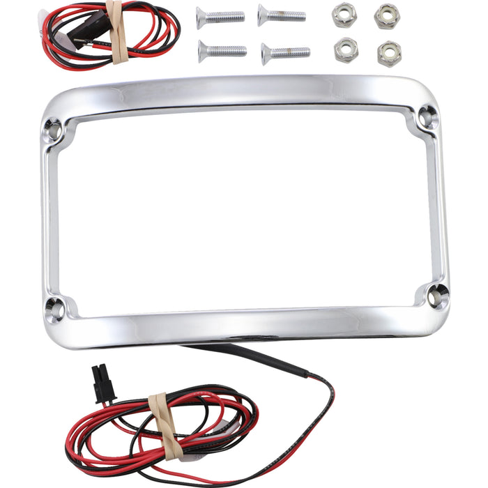 KLOCK WERKS 2030-0839 KWS-01-0089 WFB™ Benchmark Stretched Rear Fender Lighted License Plate Frame - Chrome