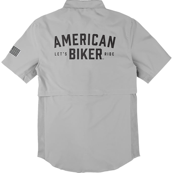 AMERICAN BIKER 3040-3414 ABBLETSRIDE16ST26GYS Let's Ride Vented Shirt gray/black - small