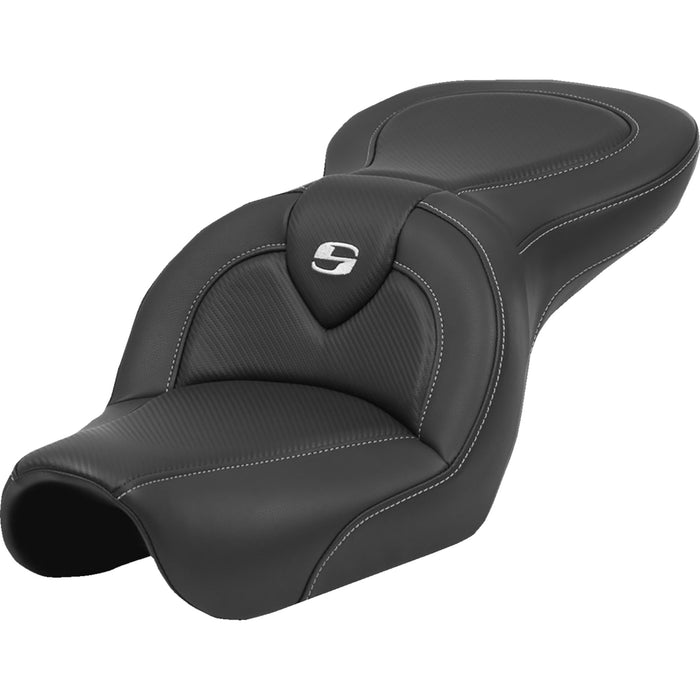 SADDLEMEN 0803-0732 804-04-185 Roadsofa™ Carbon Fiber Seat - Black Stitch - without Backrest - FL '04-'05