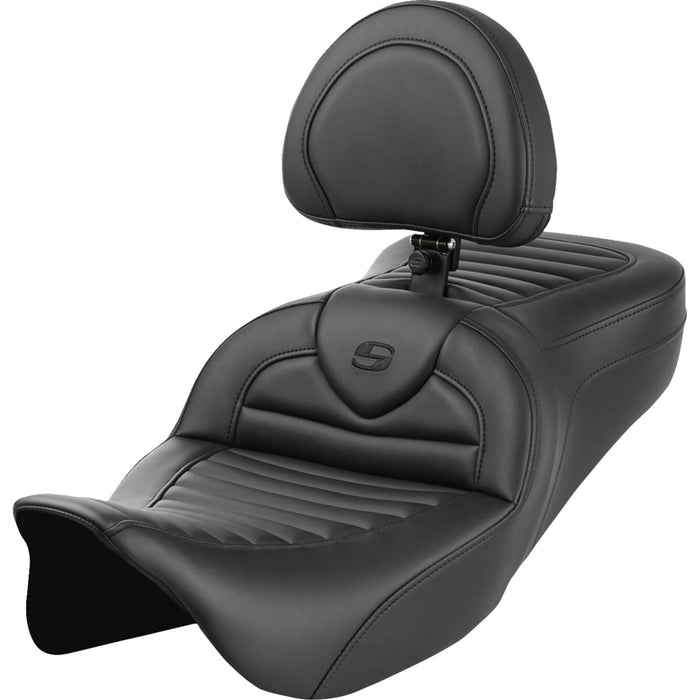 SADDLEMEN 0801-1821 808-07B-202B0 Roadsofa™ Standard Reach Seat - with Backrest - Tuck-n-Roll - FL '08-'23