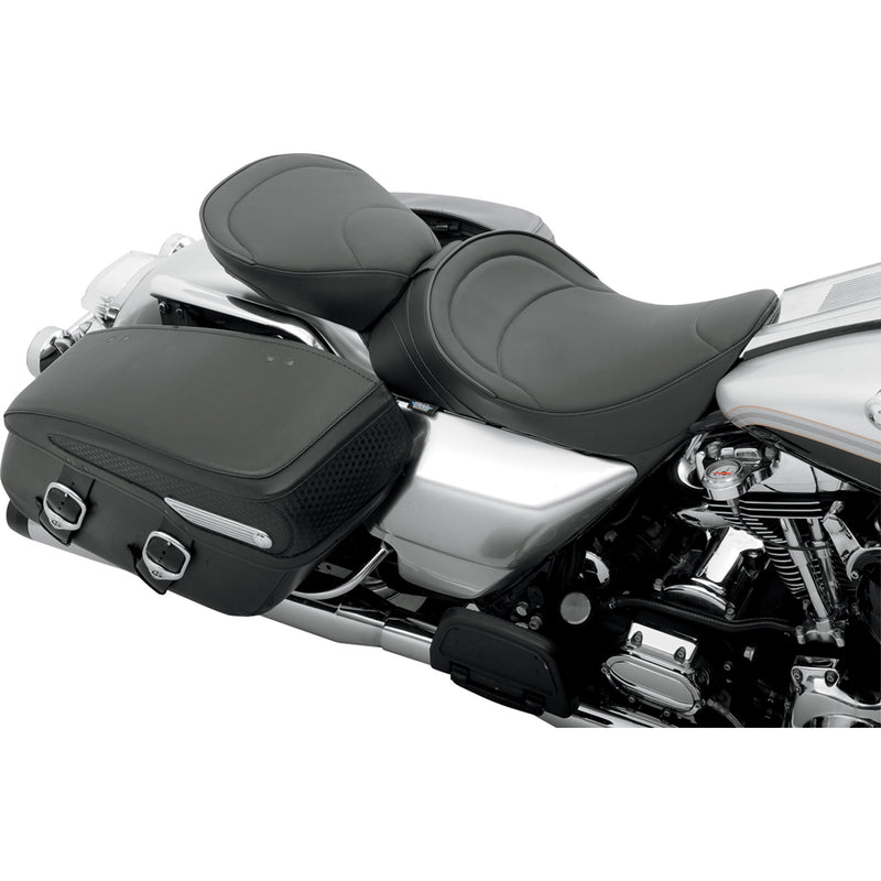 Drag Specialties Backrest Compatible Solo Seat — Mild Stitched Solo Seat Mild Stitched Driver Backrest FLH - 0801-0493 For Harley Touring 1997-2007