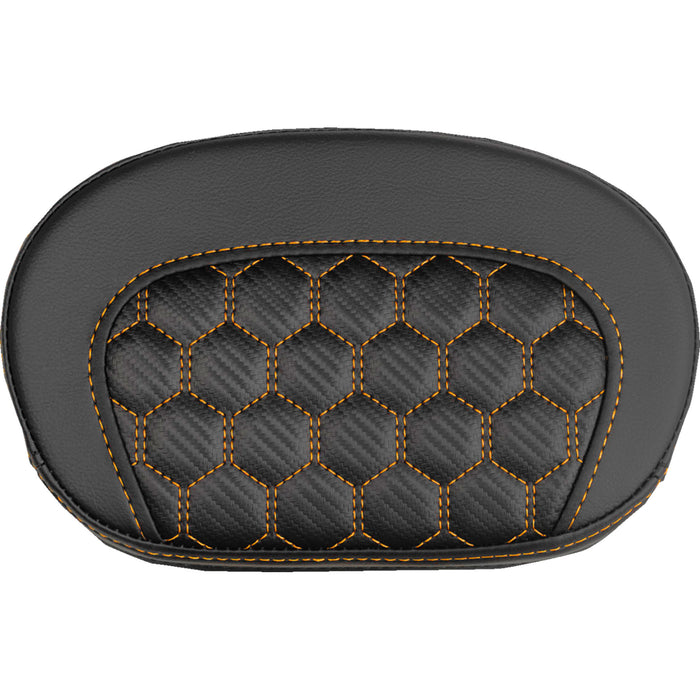 SADDLEMEN 0822-0719 061019003 Mini Contour Sissy Bar Pad honeycomb - orange stitch
