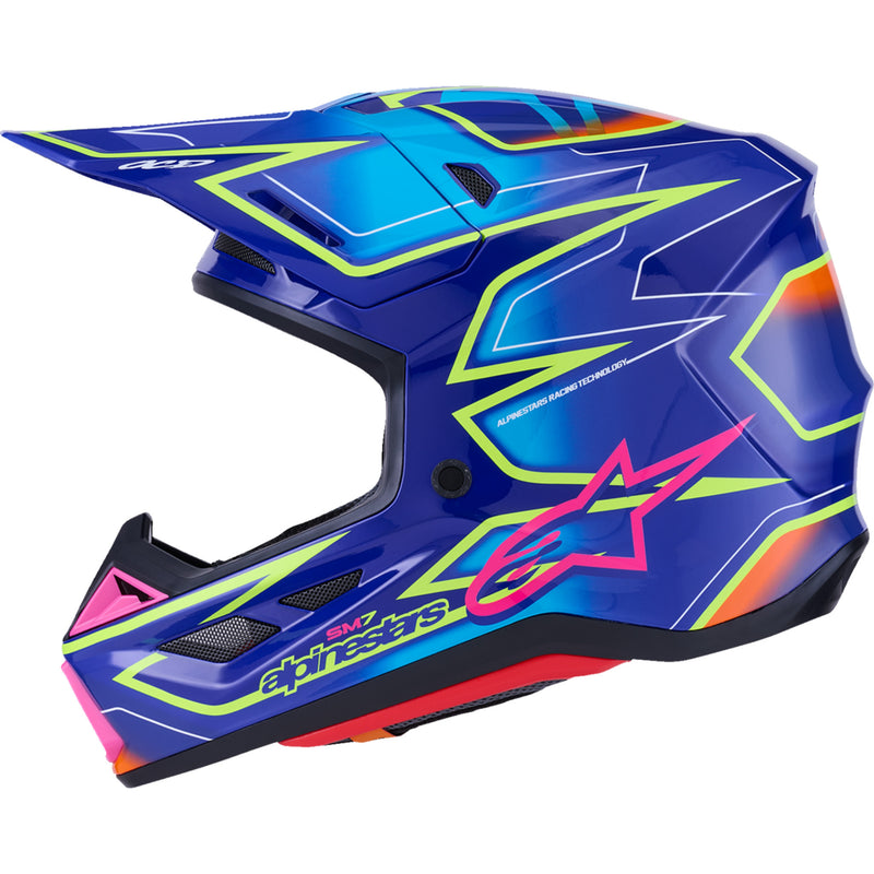 ALPINESTARS SM7 Cast Helmet - Gloss/Blue/Pink/Yellow Fluo