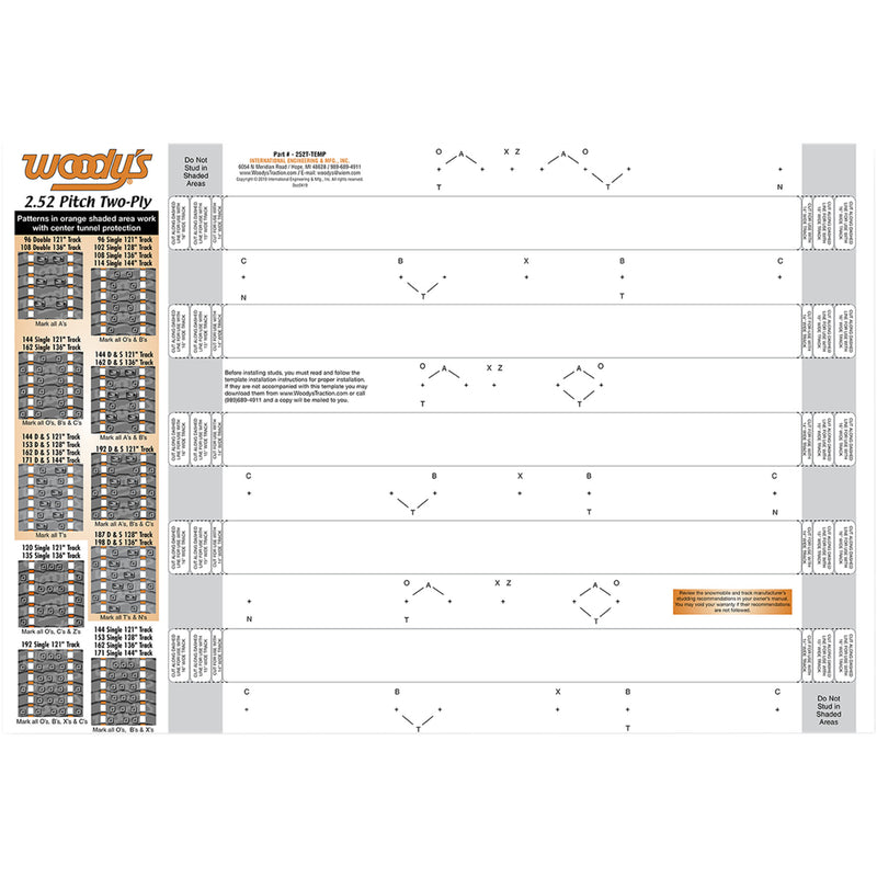 WOODY'S 3820-0034 252T-TEMP Studding Template track - 121"/128"/136"/144" - 2.52" pitch